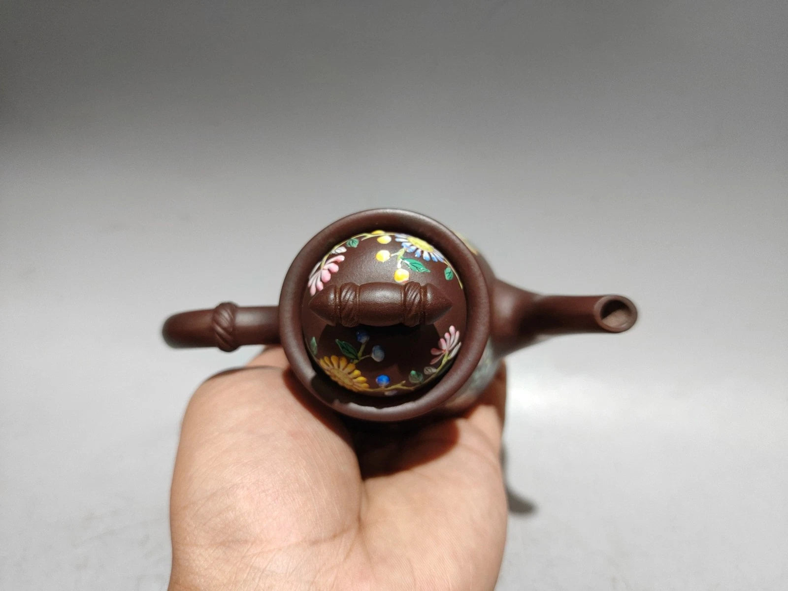 Yixing Teapot Handmade Bird Flower Enamel Traditional Art