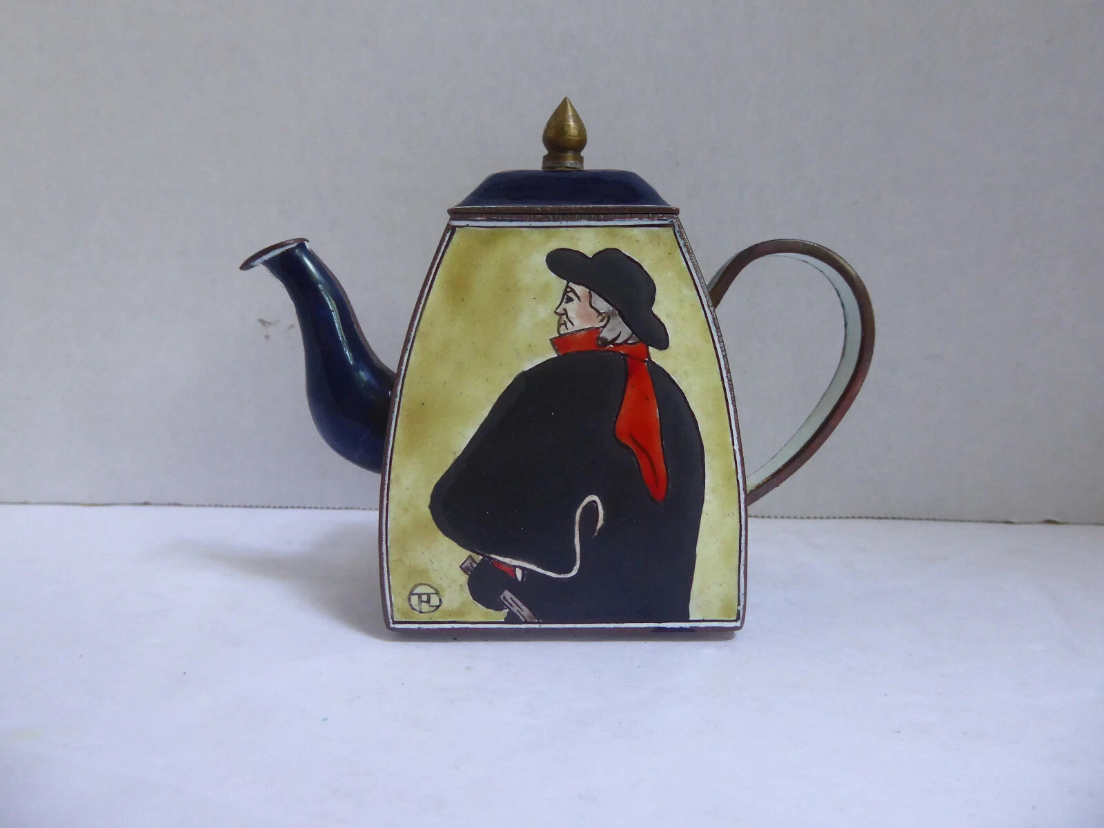 Miniature Charlotte Di Vita Enamel Teapot Toulouse Lautrec's Swordsman