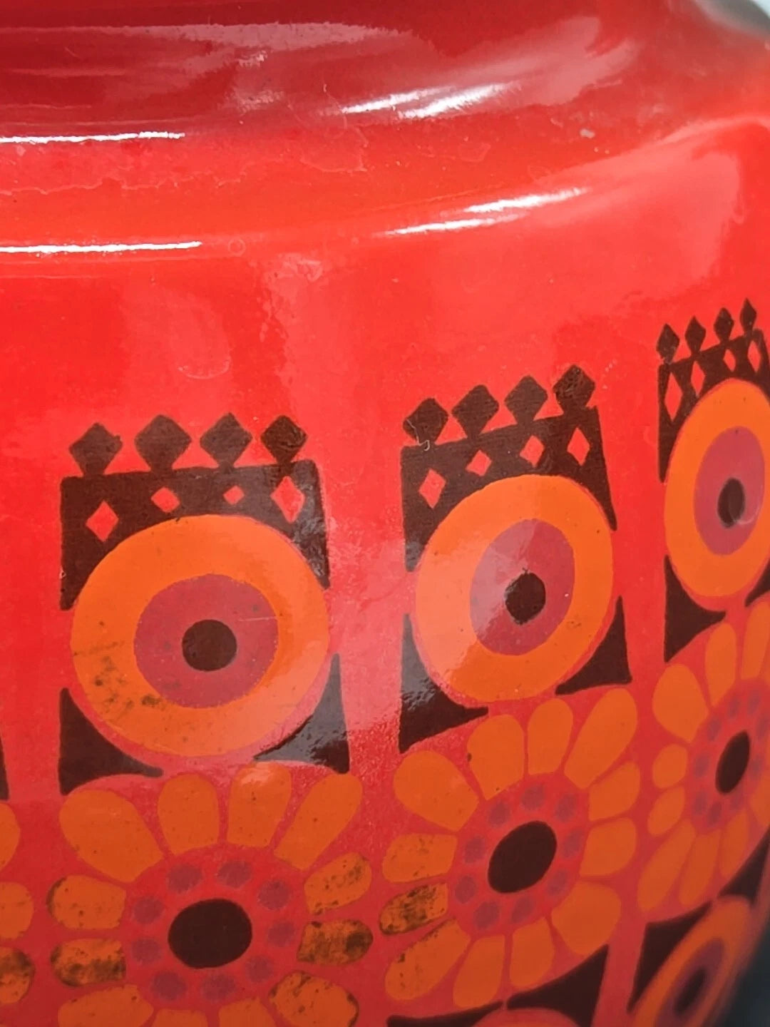 Vintage MCM Finel Kaj Franck Red Enamel Coffee Teapot Finland Retro Cast Iron