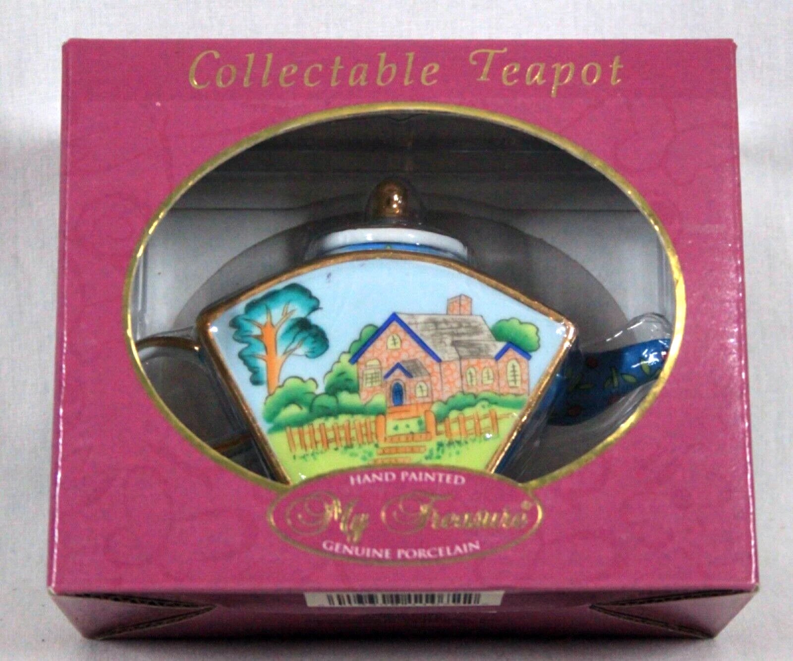 MY TREASURE HAND PAINTED PORCELAIN DECORATIVE MINIATURE TEAPOT NEW IN BOX #1