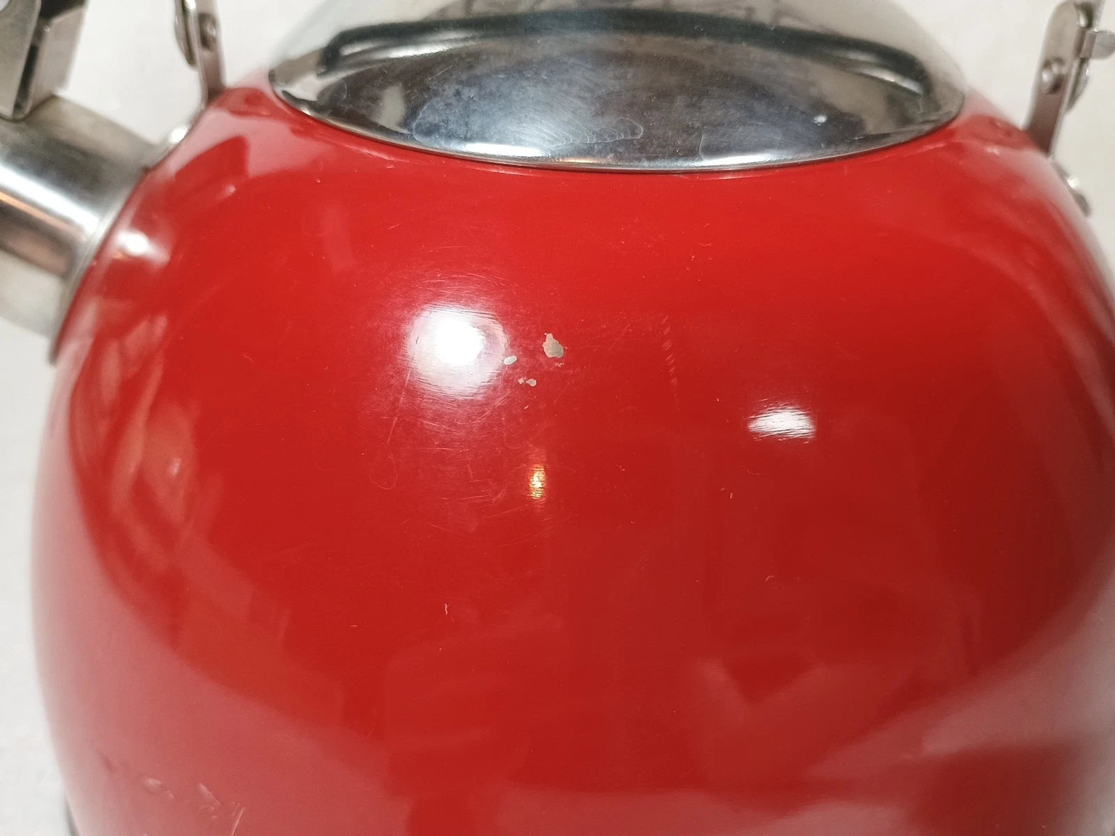 Copco 0314 Red Enamel Over Stainless Steel 8 Cup Whistling Tea Pot