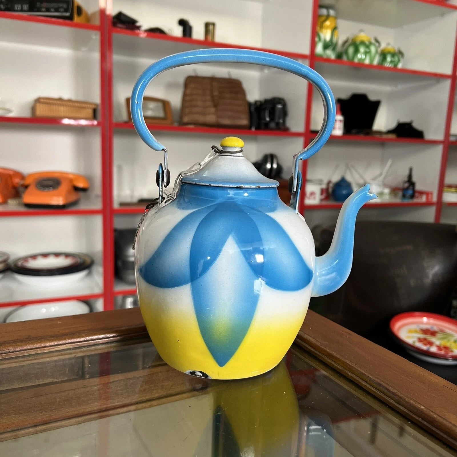 Ultra Rare Vintage Enamelware Enamel Yugoslavian Tea Pot المينا