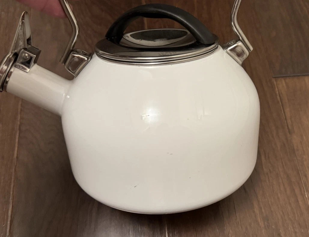 Chantal Landmark Whistling Tea Kettle Teapot White Enamel