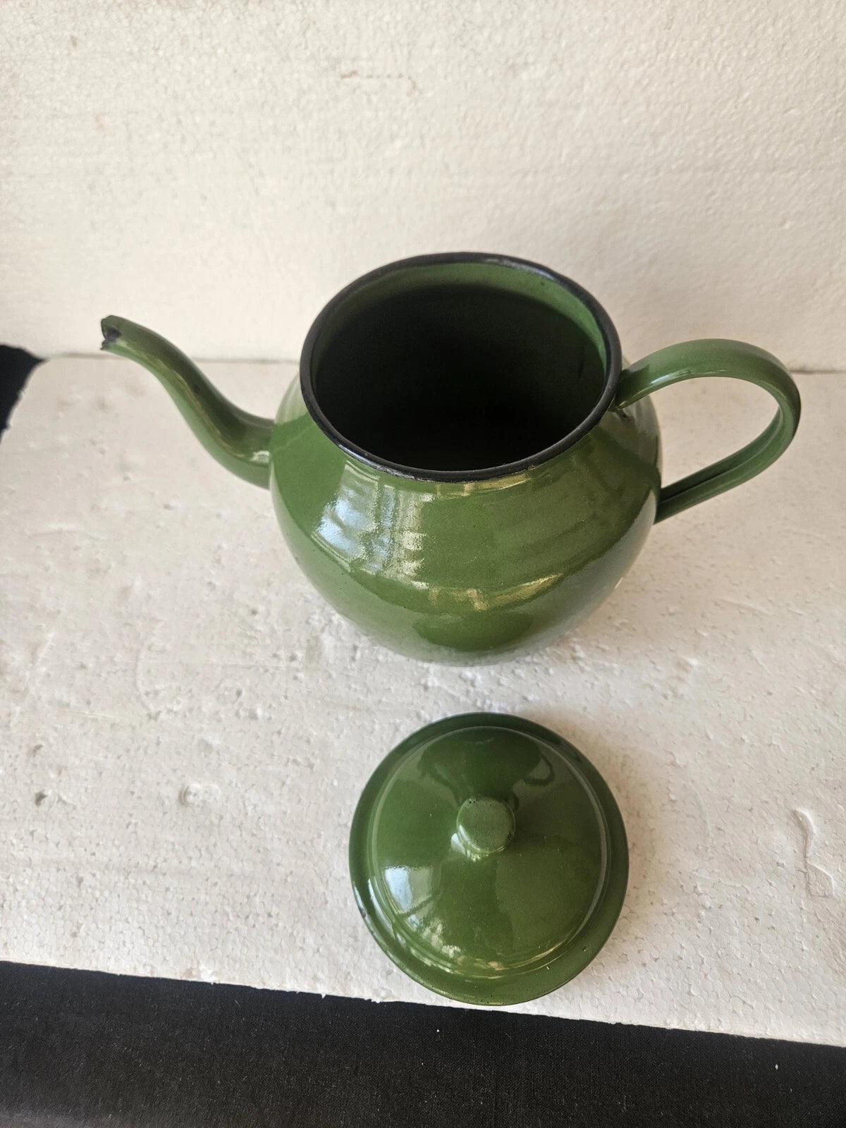 RRR RARE Vintage  Green Enamelware Teapot 1958