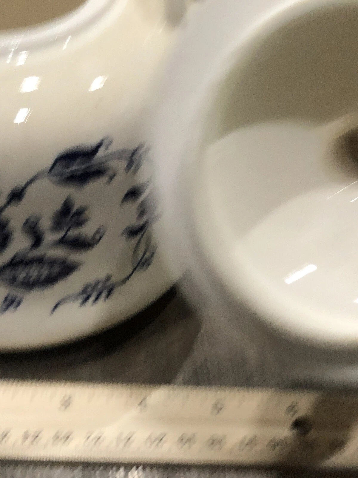 Vntg Japan Blue Onion Porcelain Enamel Ware Teakettle W/Wire Metal HandleVGUC