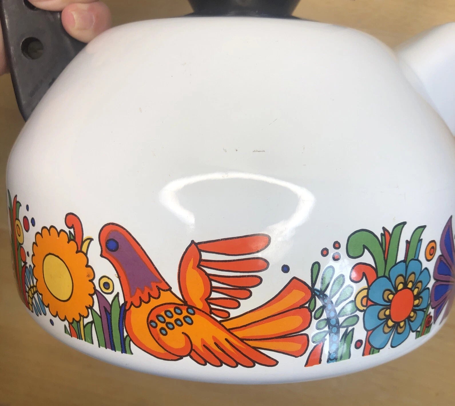 Vintage MCM Villeroy & Boch ACAPULCO Enamel Kettle Stove Top RETRO Teapot