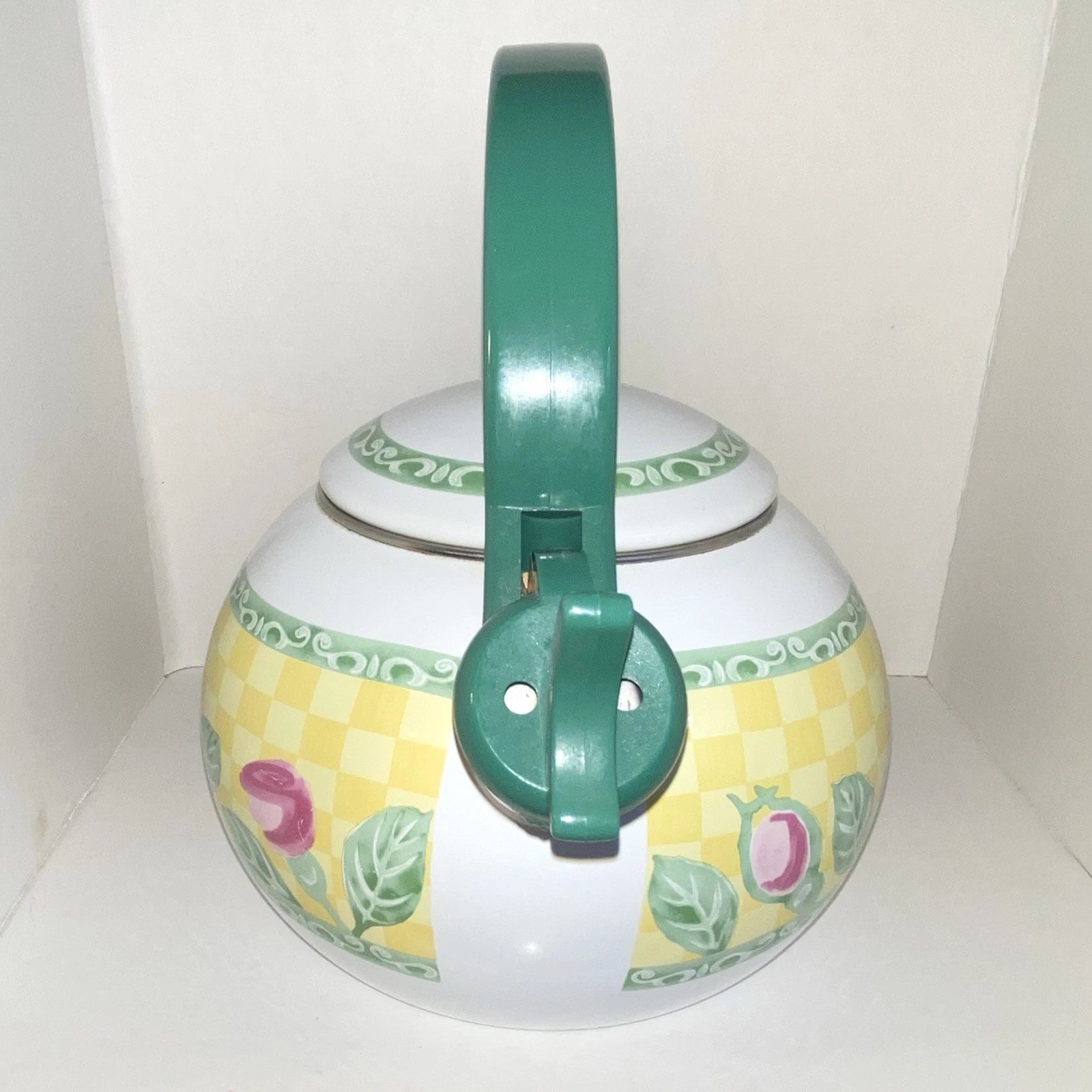 Vintage VILLEROY & BOCH - Metal & Enamel Whistler Tea Kettle "A Rose" ~ Roses