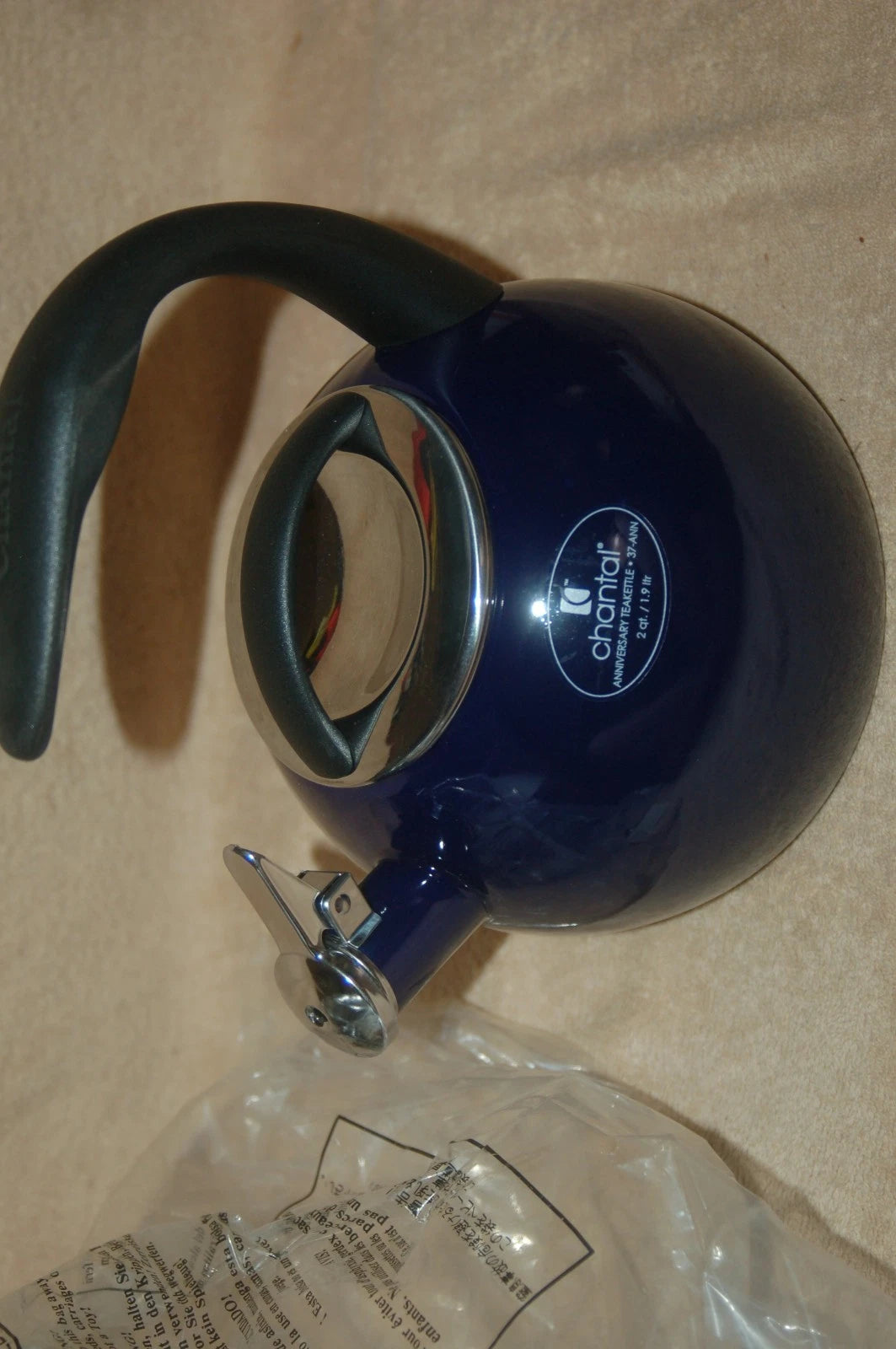 Chantal Enamel On Steel Whistling Teakettle Cobalt Navy Blue New in Open Box 2qt