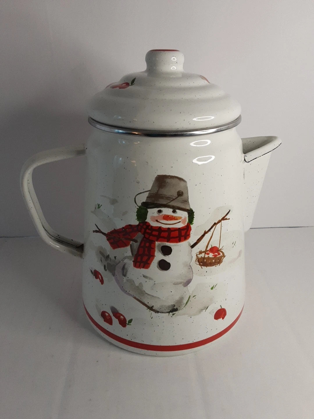 Enamelware Coffee Cocoa tea Pot Mitford Jan Karon Hallmark 8.5 " Tall  Holidays
