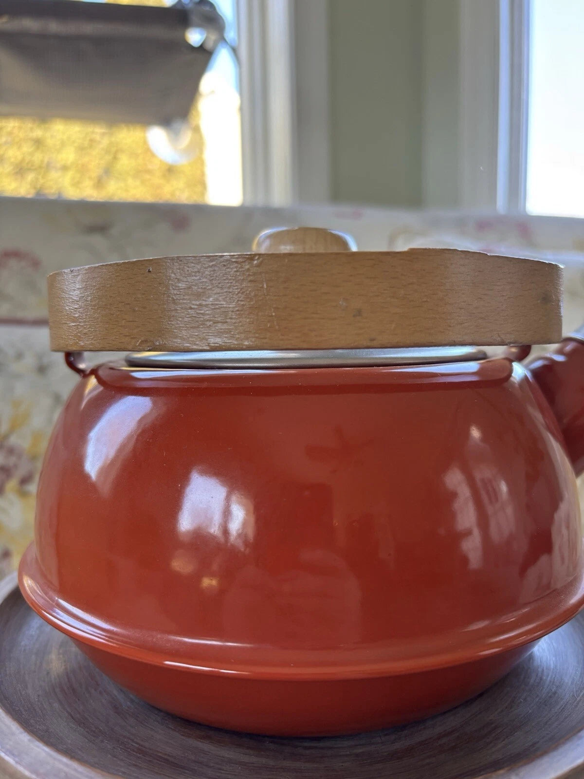 Kamenstein Enamel  Tea Kettle Wood Handle & Stopper