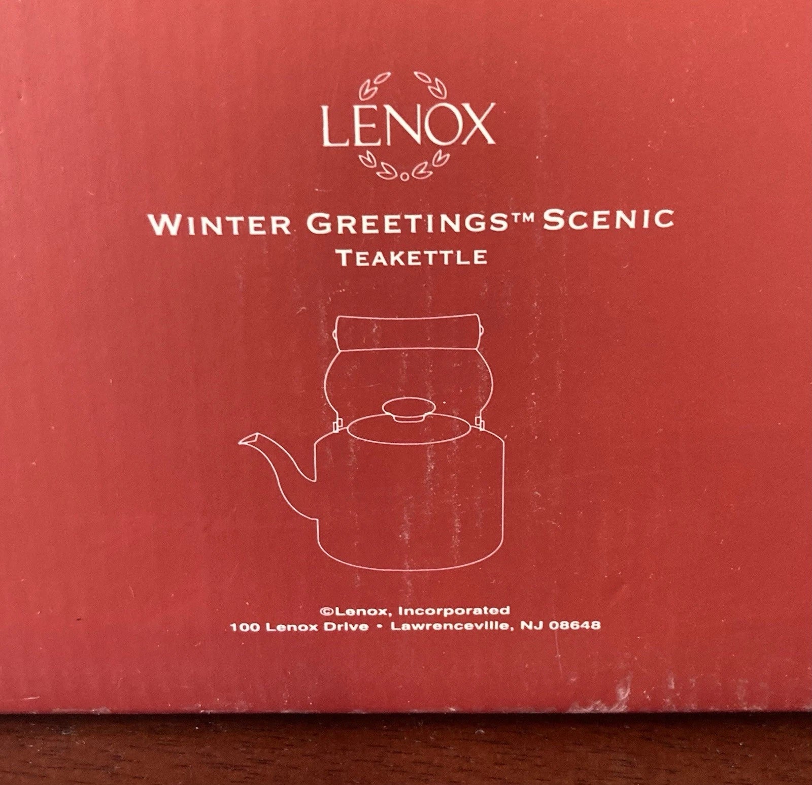 Lenox Winter Greetings Scenic Tea Kettle Enamel Cardinals NEW IN BOX!