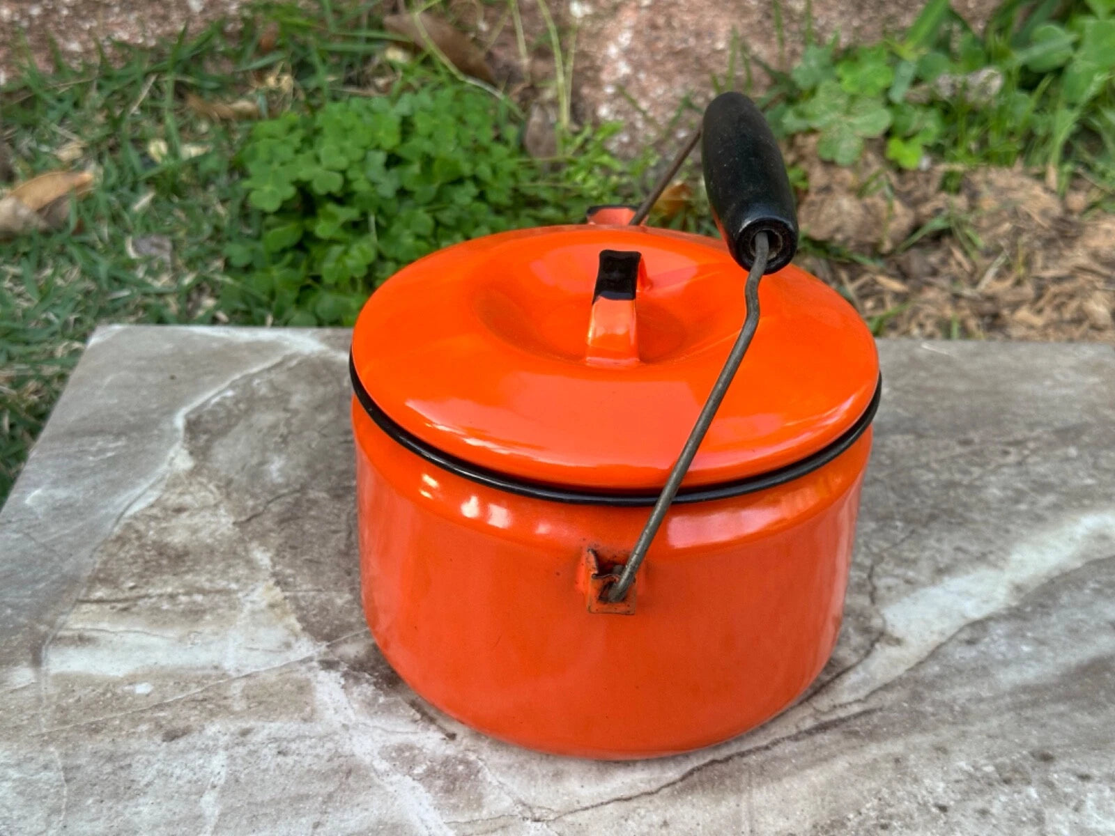 MCM Campfire Enamel Tea Kettle Coffee Pot Vintage Enamelware Teapot Bale Handle