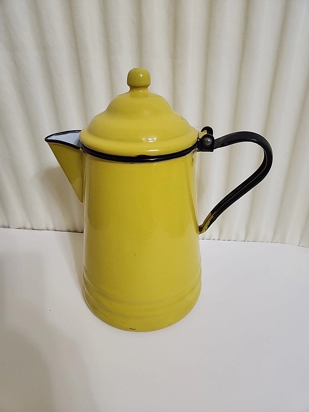 Vintage Yellow Enamel Teapot