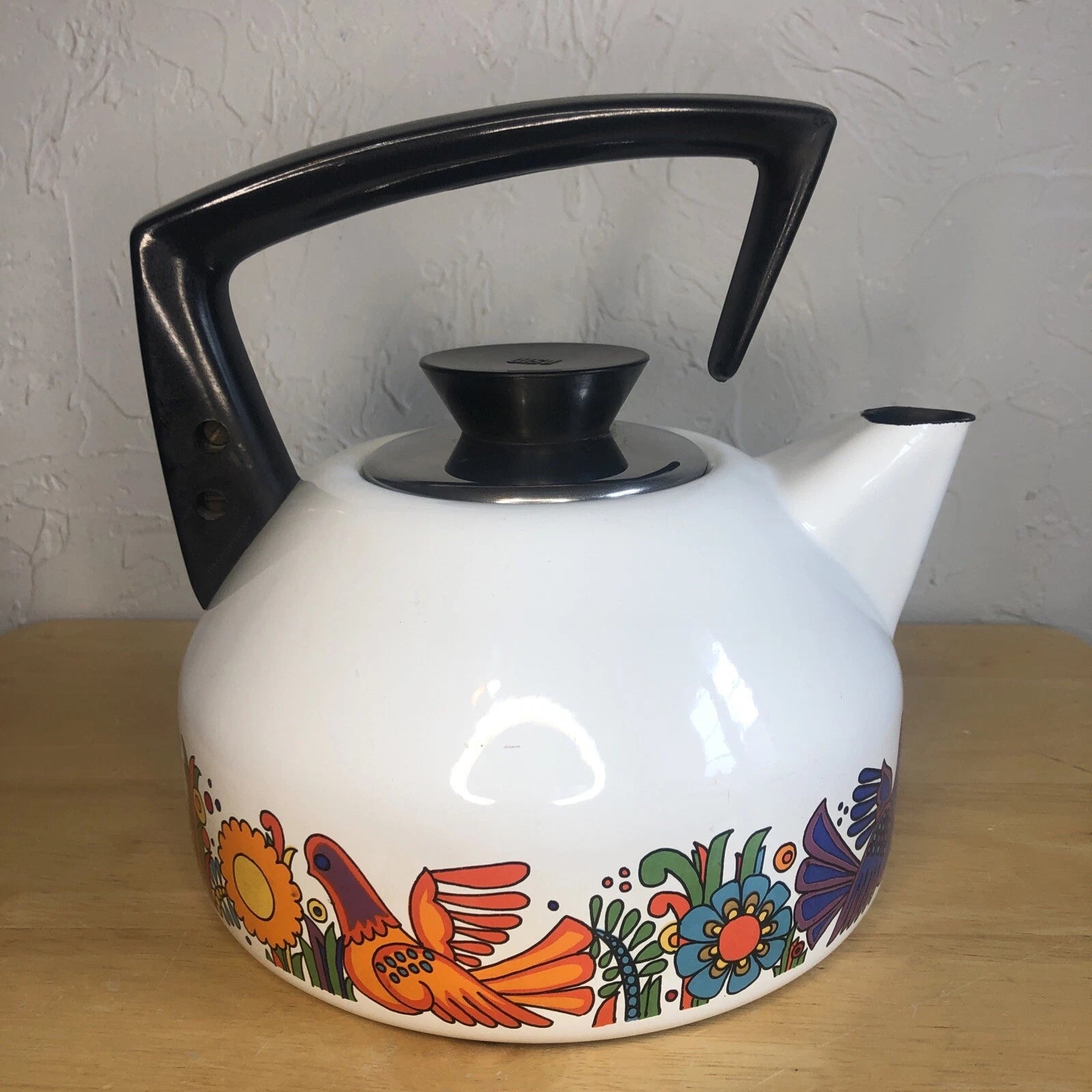 Vintage MCM Villeroy & Boch ACAPULCO Enamel Kettle Stove Top RETRO Teapot