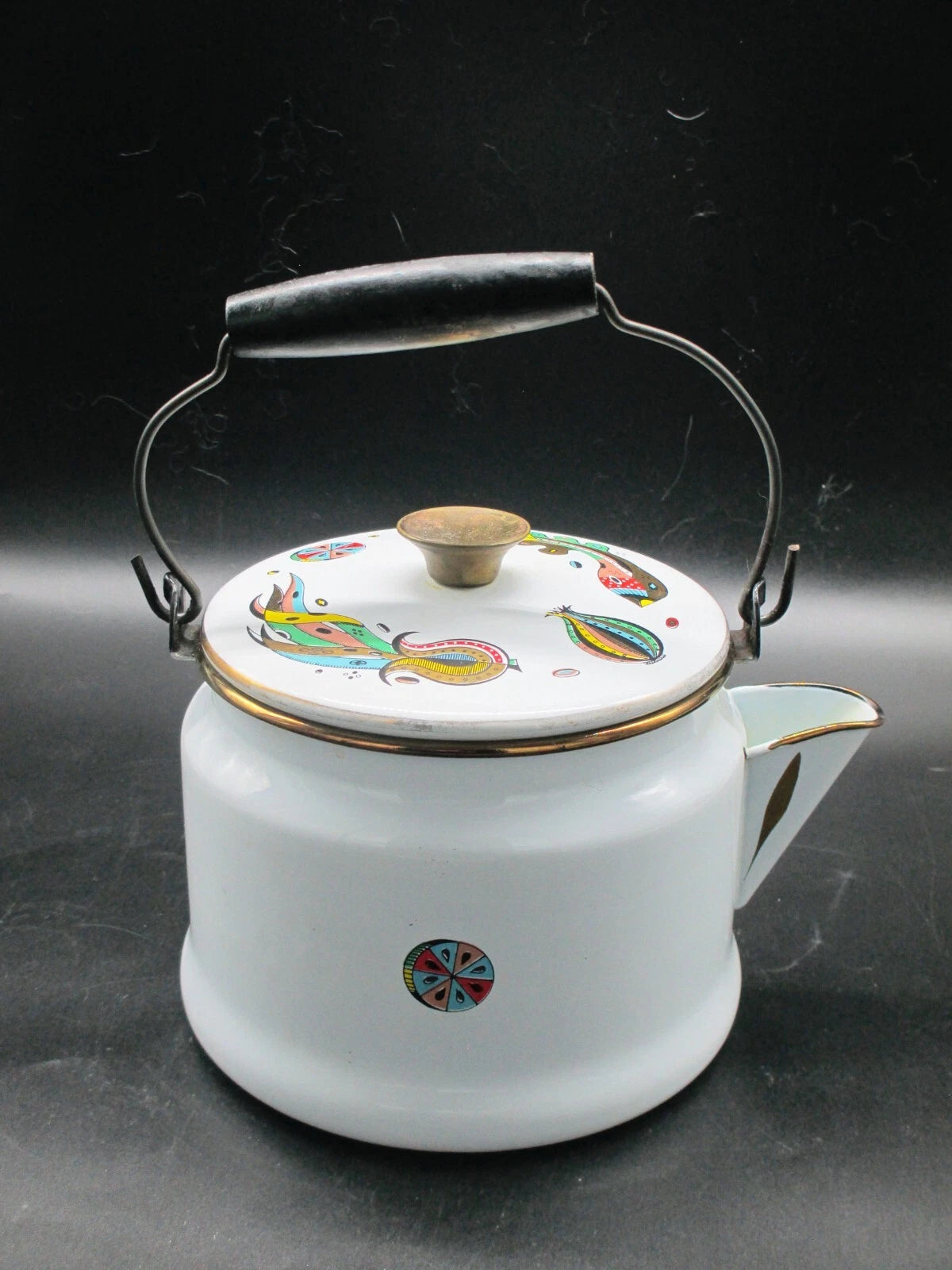 Vintage George Briard Enamel Teapot-Indian Corn
