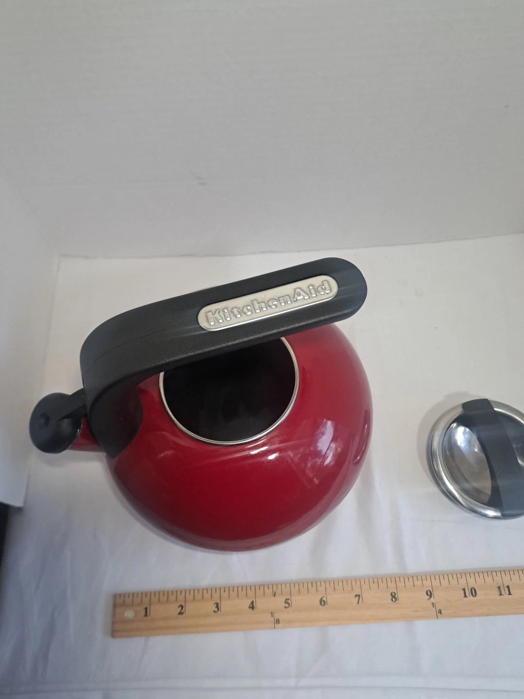 Kitchen Aid Porcelain Teapot White Whistling Gas & Electric Stove Top...