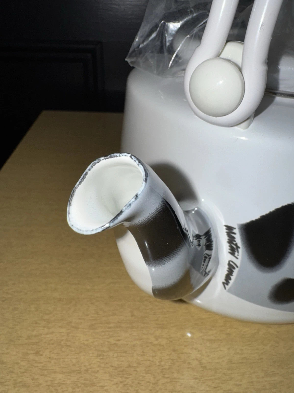 Vtg Martin Leman Cat Enamel Tea Kettle Pot Farmhouse Rustic Retro Bold Print