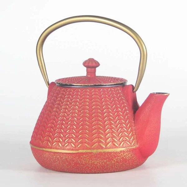 Pretty Japanese style cast iron teapot 1L capacity with tea strainer and enamel