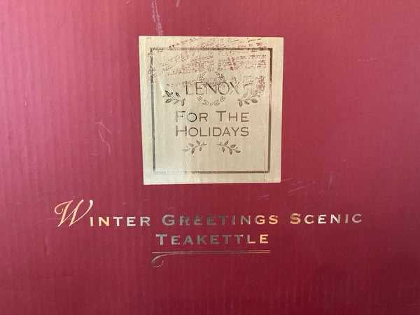 Lenox Winter Greetings Scenic Tea Kettle Enamel Cardinals NEW IN BOX!