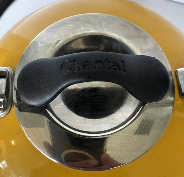 Tea Pot Chantal Livestrong Enamel Loop Whistling Kettle Yellow 1.8 Quart Vintage