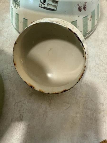 Lot of 3 Vintage MCM Retro Enamelware  Tea Kettle Pots