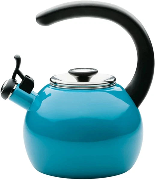 Enamel on Steel Whistling Teakettle/Teapot With Flip-Up Spout, 2 Quart