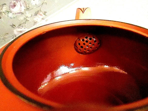 RARE Antique Wedgwood Pottery Enamel Rosso Antico Chinoiserie Teapot w Lid