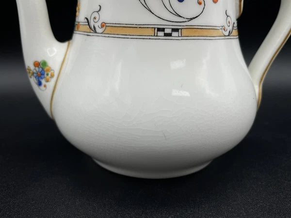 ROYAL DOULTON 1920s Art Deco Tea Set Floral Flowers Hand Painted Enameled