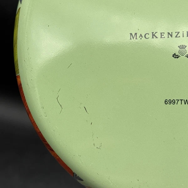 MacKenzie-Childs Green Flower Market Enamel 2qt Tea Pot Kettle Wood Handle EUC