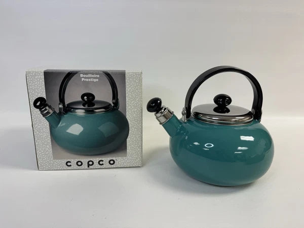 Copco Prestige 2.4l Tea Kettle Teal Blue Enamel Whistling Tea Pot - NEW in Box