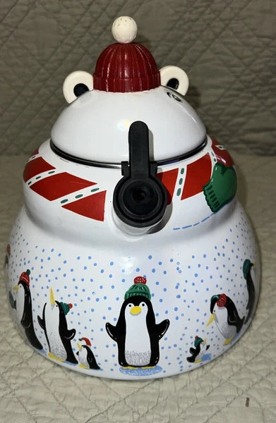 Polar Bear & Penguin 3 Qt Porcelain Enamel Roschko Teapot