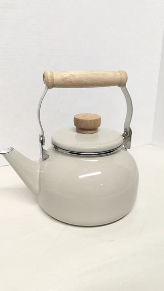 Crofton Tea Kettle Teapot Tan  Wood Handle