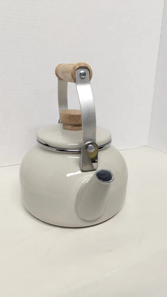 Crofton Tea Kettle Teapot Tan  Wood Handle