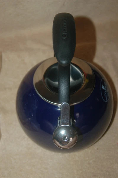 Chantal Enamel On Steel Whistling Teakettle Cobalt Navy Blue New in Open Box 2qt