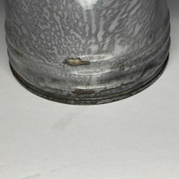 Grey Mottled Enamelware Gooseneck Hinged Coffee Tea Pot Antique Spatterware GUC