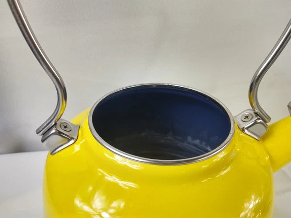 Chantal Yellow Enamel With Stainless Steel Whistling Tea Kettle Teapot Kitchen