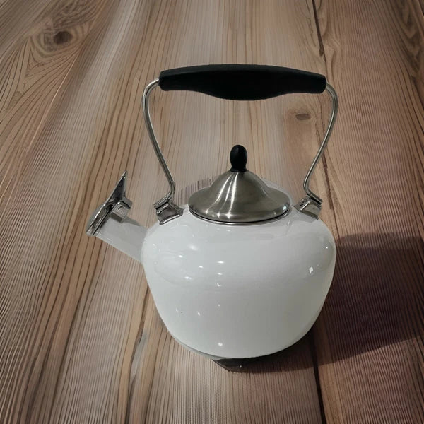 Chantal Tea Kettle White Enamel On Steel 1.7 Qt Black Handle 🫖