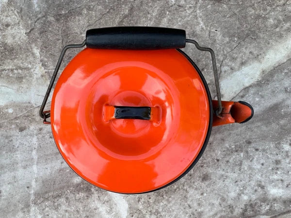 MCM Campfire Enamel Tea Kettle Coffee Pot Vintage Enamelware Teapot Bale Handle