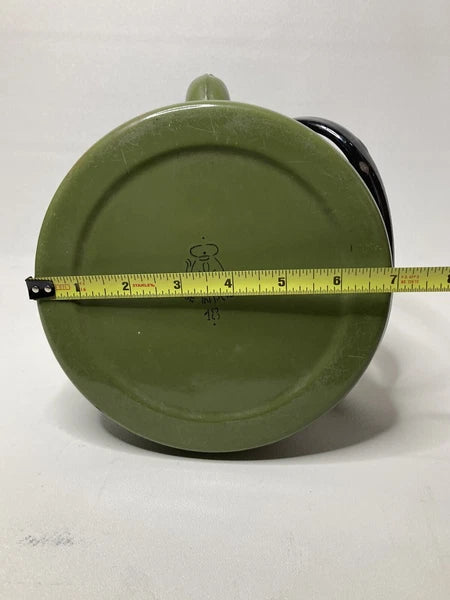 Vintage Green Tea Kettle Pot Porcelain Enamel Ware Made In Poland No Lid