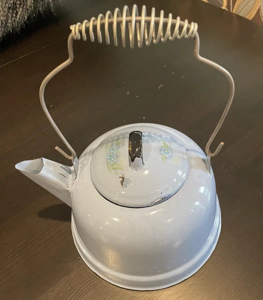 Tea Kettle Vintage Porcelain Butterfly
