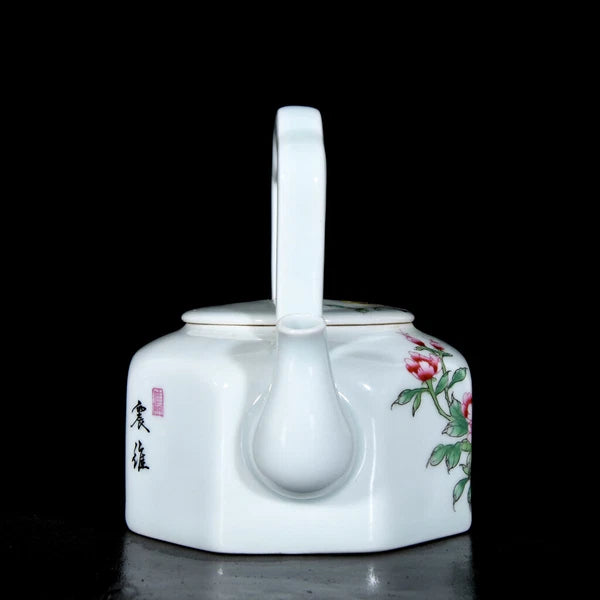 Chinese Enamel Colour Porcelain HandPainted Flowers&Plants Teapot