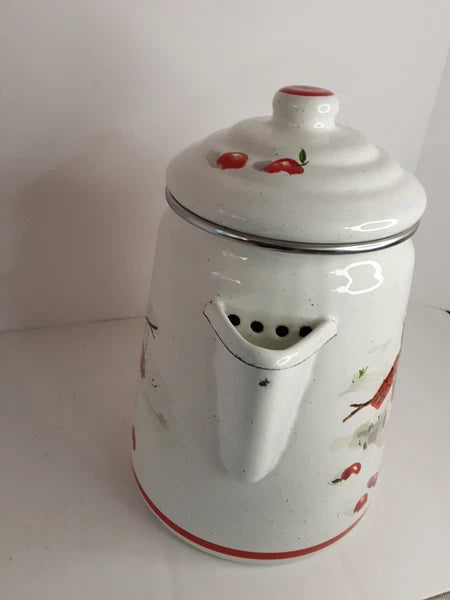 Enamelware Coffee Cocoa tea Pot Mitford Jan Karon Hallmark 8.5 " Tall  Holidays