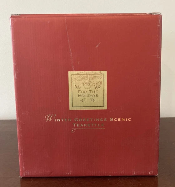 Lenox Winter Greetings Scenic Tea Kettle Enamel Cardinals NEW IN BOX!