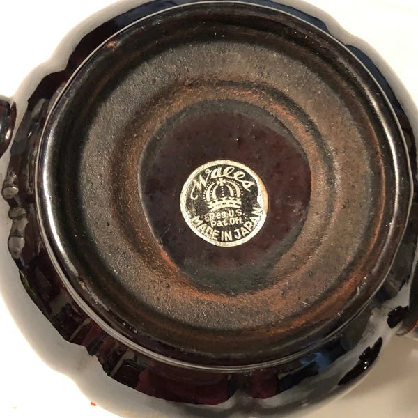 Vintage Teapot Moriage Enamel Floral Gold Trim 1950s Wales Japan