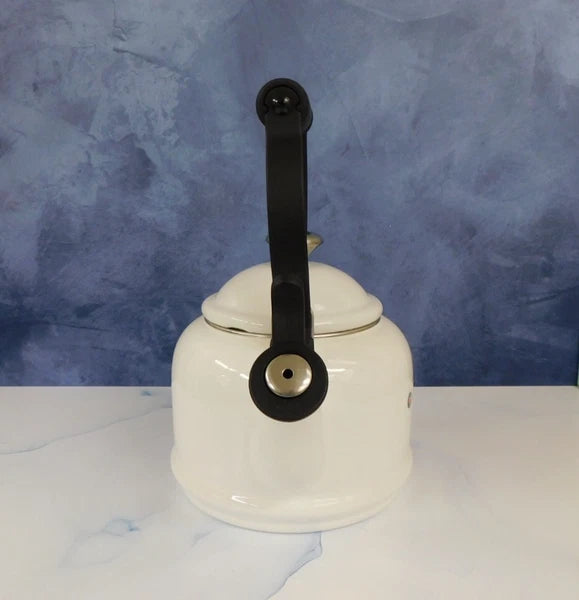 Le Creuset Enamel on Steel 1.25 Quart Demi Tea Kettle, White- New