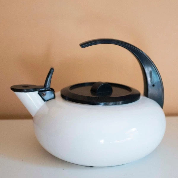 Unique black and white 1980s statement tea kettle