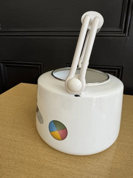 Vtg Martin Leman Cat Enamel Tea Kettle Pot Farmhouse Rustic Retro Bold Print