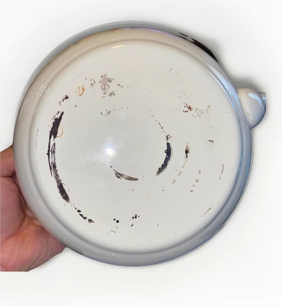 Vintage Pfaltzgraff Tea Rose Enamelware Kettle w/Lid - Black Handle - Some Rust