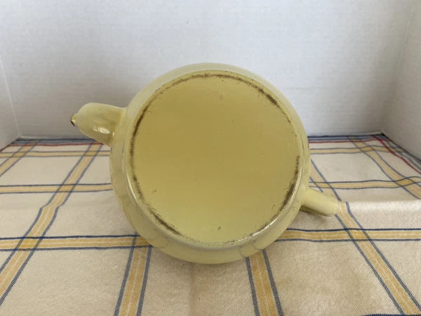 Vintage Yellow Enamelware Tea Pot With Hinged Lid