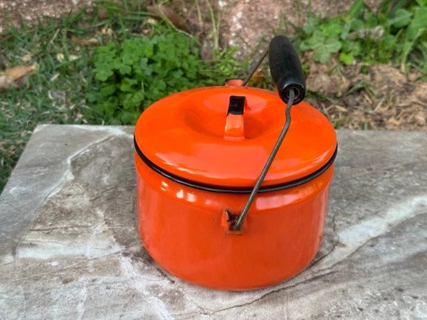 MCM Campfire Enamel Tea Kettle Coffee Pot Vintage Enamelware Teapot Bale Handle